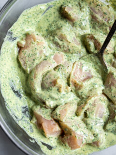 Grilled Herb Hummus Chicken Kebabs Image