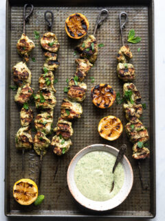 Grilled Herb Hummus Chicken Kebabs Pic