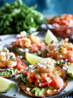Honey Lime Shrimp and Guacamole Tostadas Pic
