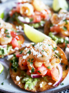 Honey Lime Shrimp and Guacamole Tostadas Picture