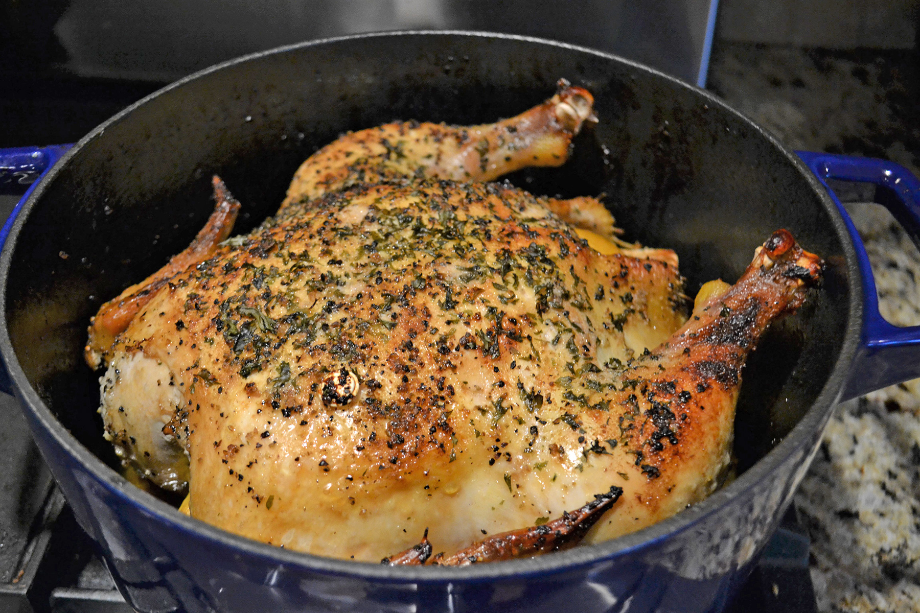 Dutch Oven Roast Chicken with Lemon Recipe - Food Fanatic