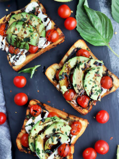 Grilled Open-Faced Avocado Caprese Sammies Image