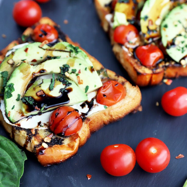 Grilled Open-Faced Avocado Caprese Sammies Photo