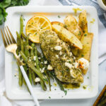 Pesto Chicken Sheet Pan Dinner Recipe with Potatoes Photo