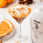 Close up of Bushwacker Pumpkin Pie cocktail in a martini glass